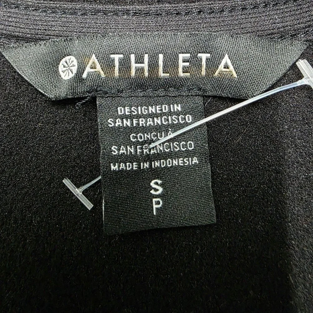 Athleta Black‎ Sherpa Fleece Quilted Snap Neck Pullover Top Womens Small